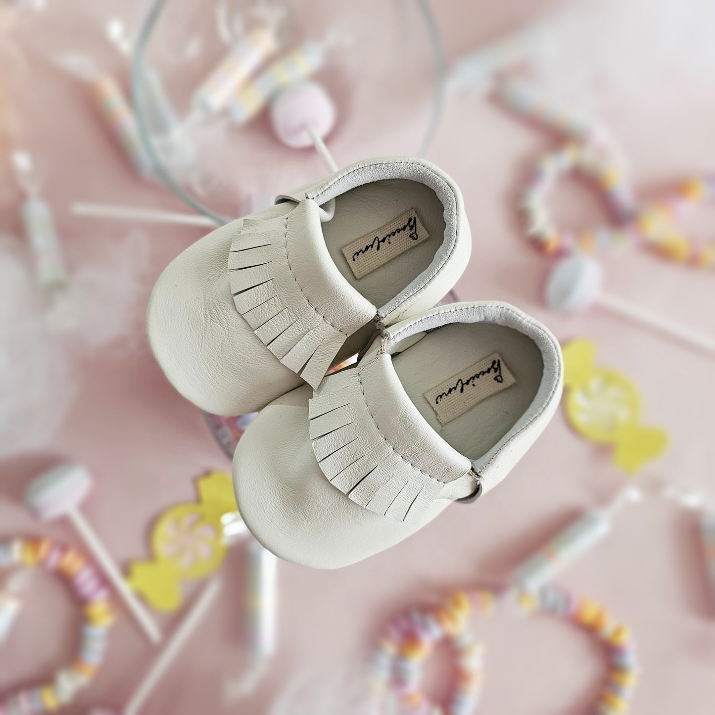 Marshmallow – Premium Soft Leather Crawling Baby Shoes Fringe